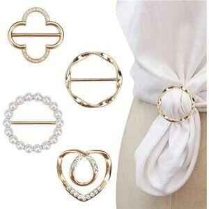 Scarf Ring Clip Set Shirt Corner Buckle T Shirt Tie Clip Pearl Rhinestone